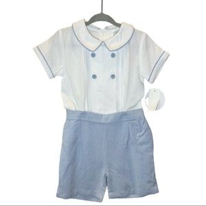 18 month boys blue and white Edgehill Collection outfit NWT